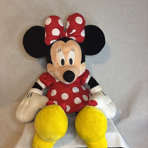 Disney Minnie Mouse Jumbo Large 32" Plush Red White Polka Dot Dress Classic - Picture 1 of 8
